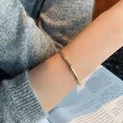 Resim 14K Altın Kaplı Çinko Alaşımlı Bambu Bileklik - Güzel, Basit, Çok Yönlü Açık Sonlu Bileklik Günlük Giyim ve Hediye için, Her Gün Aksesuarı|Azalan Tarz|Altın Tonu 