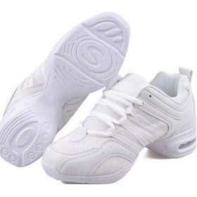 Resim Beyaz Moda Nefes Yumuşak Taban Spor Dans Ayakkabıları Spor Ayakkabı Uygulama Ayakkabıları Modern Dans Caz Ayakkabıları Beyaz 