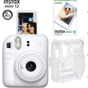 Resim Instax Mini 12 Beyaz Fotoğraf Makinesi-10'lu Film ve Şeffaf Kılıf Seti 