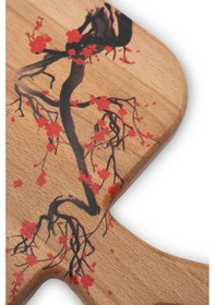 Resim Yekpare Masif Ahşap Sunum Kesme Tahtası Desenli Kayın Medium 13 