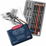 Resim Derwent Sketching Collection Karakalem Eskiz Çizim Seti Koleksiyonu 12'li Teneke Kutu 