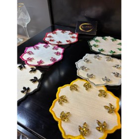 Resim ARS Home Decor 6'lı Taşlı Sunum Peçetesi, Renkli Kokteyl Peçetesi 