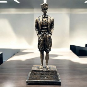 Resim Dekoratif Polyester Atatürk Heykeli 18 Cm Gold Eskitme 