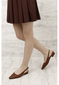 Resim Gönderi(R) Gönderi R Taba Küt Burunlu Arkası Açık Ayakkabı Taba 