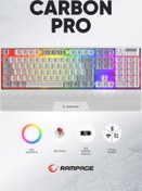 Resim Rampage Carbon Pro BEYAZ/GRİ Bluetooth Klavye Kablosuz Klavye Full ŞARJLI Rgb Redswich Mekanik Klavye Oyuncu Klavye Bilek Destek 