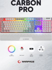 Resim Rampage Carbon Pro BEYAZ/GRİ Bluetooth Klavye Kablosuz Klavye Full ŞARJLI Rgb Redswich Mekanik Klavye Oyuncu Klavye Bilek Destek 