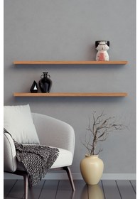 Resim Yankı-BYEG 2li 80 cm Safir Meşe Mdf Duvar Rafı Gizli Bağlantı Kitaplık 