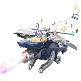 Resim MEGA Dinozora Dönüşen Işıklı ve Sesli Helikopter 
