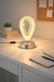 Resim Arel Modern Krom Masa Lambası Enerji Tasarruflu Dekoratif Led Abajur(Gün Işığı) Yatak Odası Çalışma Odası 