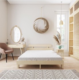 Resim Damla Model Vernikli Çam Ahşap Karyola-18 90 x 190 