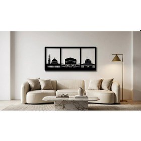 Resim Kabe Mescid-i Nebevi Mescid-i Aksa Metal İslami Duvar Tablosu 