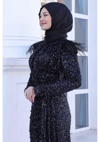 Resim Esilanur Şura Tesettür Abiye Siyah Siyah 