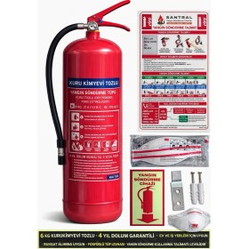 Resim Santral 6 kg Abc Kkt Yangın Söndürme Tüpü 4 Yıl Garantili Fosforlu Levha,Askı Aparatı Kullanma Talimatı ve 3M N95 Maske Dahil 