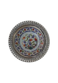Resim Armada Çini Prt 47 25 Cm Mavi Altın Yaldızlı Lale Karanfil Tabak 