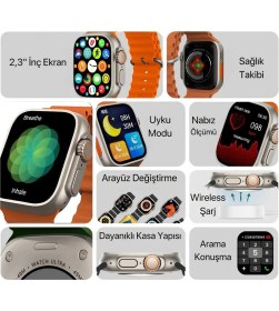 Resim Leerfei Watch Ultra 2 Max Suit Akıllı Saat 7 Kordon 1 Kulaklık Seti 