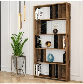 Resim Variant Variant Lima Kitaplık - Ceviz / Siyah Mermer 