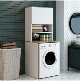 Resim Nur Mobilya Çamaşır Makinası Dolabı Beyaz 
