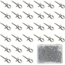 Resim 100 adet Paslanmaz Çelik Vida Göz Pimleri, 10x4mm Saklama Kutusuyla - DIY Takı, Küpe & El Sanatları için Dayanıklı 1.5mm Gözlet Bağlantı Elemanları, Yarım Delikli Boncuk Projeleri için İdeal, Takı Yapımı için Göz Pimleri 