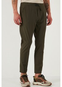 Resim Buratti Slim Fit Lastikli Bel Boru Paça Kemer Detaylı Erkek Pantolon 5543S86Jmilano Haki 
