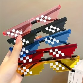Resim 5 Adet Retro Piksel Oyun Gözlüğü - Canlı Renk Kombinasyonlarına Sahip 8-Bit Arkada Stili Parti Aksesuarları, Hafif Plastik Komik Fotoğraf Aksesuarları Kostüm Partileri, Karnavallar ve Bekar Geceleri İçin (Pil Gerekmez), Karnaval Gözlükleri | Trend Parti Gözlükleri 