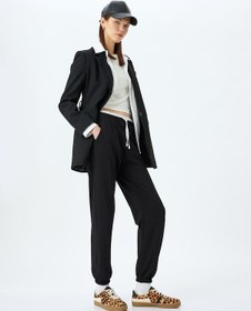 Resim Koton Çift Bel Detaylı Bağcıklı Cepli Rahat Kalıp Jogger Eşofman Altı Siyah 5sal40077ık Siyah 