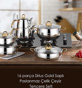 Resim Amboss Sirius Gold Saplı İndüksiyon Tabanlı Paslanmaz Çelik 16 Parça Çeyiz Tencere Seti 