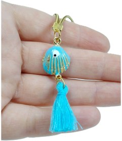 Resim biuti Mavi Deniz Kabuğu Nazar Boncuğu Araba Dikiz Ayna Süsü El Yapımı Aksesuar, Yeni Araba Hediyesi 