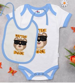 Resim Bitmeyen Kartuş Bk Kids Little Boss Tasarımlı Mavi Bebek Body Zıbın Ve Mama Önlüğü 