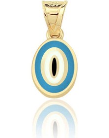 Resim Lilarote Mavi Mineli Oval Nazar Boncuğu Altın Kolye Ucu 