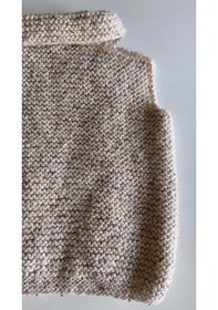 Resim Bej El Örgü Sıfır Kollu Bebek Yeleği Bej 