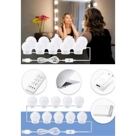 Resim Edewatt 10 Lu Makyaj Masası Banyo Aynası Giyim Odası Aydınlatma Hollywood Tarzı Nostaljik LED Lamba 3 Mod 