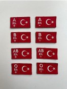 Resim Huğlu Türk Bayraklı Kan Grubu Aplikesi Cırt Bantlı 