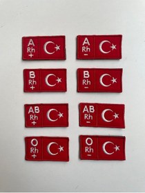 Resim Huğlu Türk Bayraklı Kan Grubu Aplikesi Cırt Bantlı 