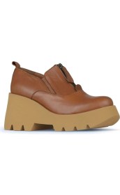 Resim Bueno Shoes Kahverengi Deri Kadın Dolgu Topuklu Ayakkabı 01WZ8401 01WZ8401 