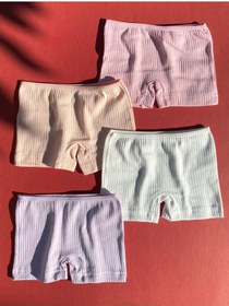 Resim Ahmio Kız Çocuk 6'li Ribana Kaşkorse Kumaş Pamuklu Şort-Külot 