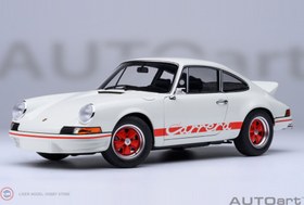 Resim 1:18 Autoart 1973 Porsche 911 Carrera 2.7 RS (Grand Prix white/red stripes) 