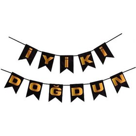 Resim Siyah-gold İyi Ki Doğdun Banner Tüm Yaşlar 