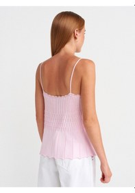 Resim Dilvin 10792 Askılı İnce Dokulu Triko Bluz-pembe Pembe 