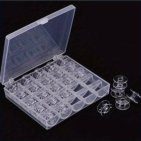 Resim Açık Plastik Dikiş Bobin Depolama Kutusu: 25 Yuva Ev Dikiş Aksesuarları Araçları Organizerı 