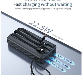 Resim 50.000 Mah Taşınabilir Şarj Aleti 22.5w Pd Hızlı Şarj Lcd Şarj Göstergeli 6 Port Powerbank Siyah 
