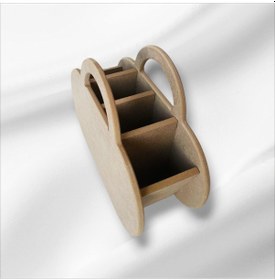 Resim Ahşap-boyanabilir- 4 Bölmeli Kaşıklık 