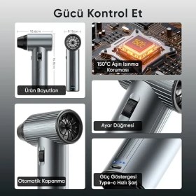 Resim G500 Hyperwind™ Turbo Jet Fan Hava Üfleyici - turbo Modda 500 Gram Hava Üfleme Gücü - Ultra Güçlü Hava Basıncı -Taşıma Torbalı ve Ekstra Nozullu 