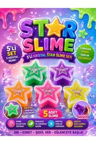 Resim ümit toys Star Slime Kristal 5’li Set - Parlak Şeffaf Yumuşak Esnek Slime Oyuncak 