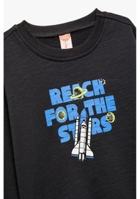 Resim Koton Erkek Bebek Uzun Kollu Bisiklet Yaka Pamuklu Baskılı Sweatshirt Antrasit 