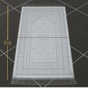 Resim Kişiye Özel Nakış İşlemeli Saf İpek Kadife Kumaştan Gri Renk Hediyelik Seccade 