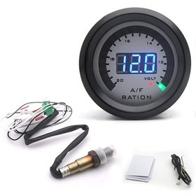 Resim Gajeena 52mm Otomobil Hava-yakıt Oranı Göstergesi, Oksijen Sensörlü Voltmetre, Şeffaf Cam Beyaz Yüzey 