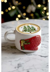 Resim Rivaistanbul Eldiven Amore 24 K Altın Süslemeli El Yapımı Yılbaşı Hediyesi Seramik Double Kahve Fincanı, Mug, Kupa Beyaz 