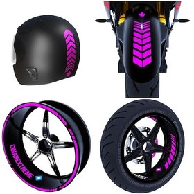 Resim Moto Rider 4'lü Sticker Seti Gül Pembesi İç Dış Jant Şeridi Kask Ve Çamurluk Çınar Extreme 