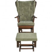 Resim Asedia Mama Puflu Ceviz Yeşil Minderli Sallanan Sandalye Emzirme Koltuğu 