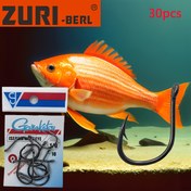 Resim 30 Adet ZURI-BERL Karbon Çelik Balık Oltası Kancaları, 10# Siyah Deniz Olta Iğnesi - Büyük Boyutlu ve Dayanlıklı İnce Taneler, Avcılar için Dikenli Halka & Göz Desen 